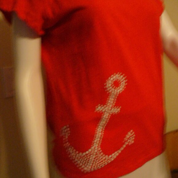 RED AND WHITE NAUTICAL TOP - Picture 2 of 3